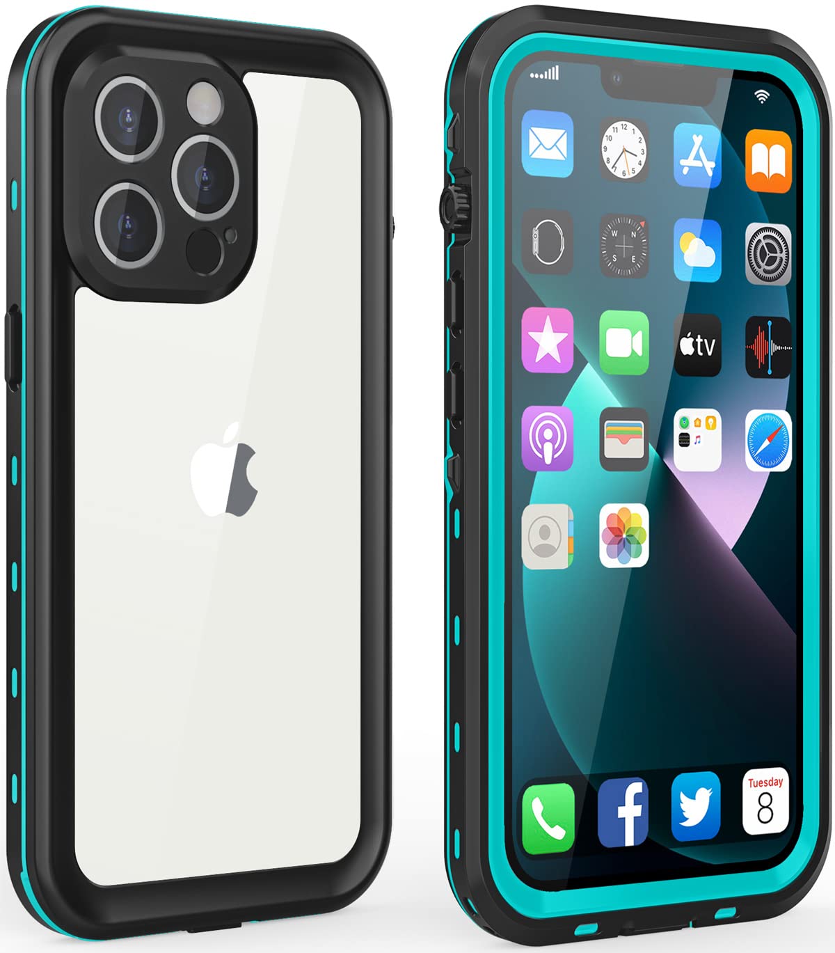 Dewfoam Design for iPhone 13 Pro Case Waterproof 6.1'', Full Body Phone Case with Screen Protector & Camera Lens Protector, Shockproof Dust Proof