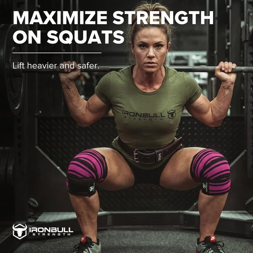 Knee Wraps for Weightlifting - 80" Elastic Knee Straps for Squats and Weight Lifting - Lifting Knee Wraps for Strength & Compression Wrap - Knee Support for Squatting, Powerlifting, Gym