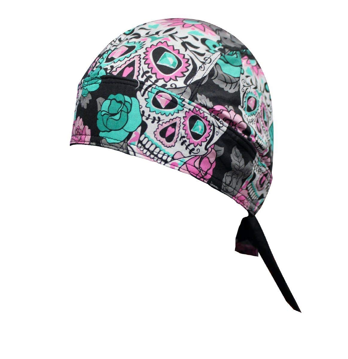 Capsmith Pink Black Day of Dead Sugar Skull Danbanna Headwrap Doo Rag Skull Cap Sweatband Durag