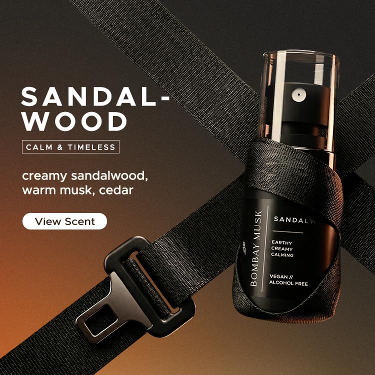 Image of Bombay Musk Sandalwood Luxury Car Perfume | Long Lasting Car Fragrance & Car Freshener | Alcohol Free & Plant Based | 60+ Days | 200+ Sprays | Perfume for Car