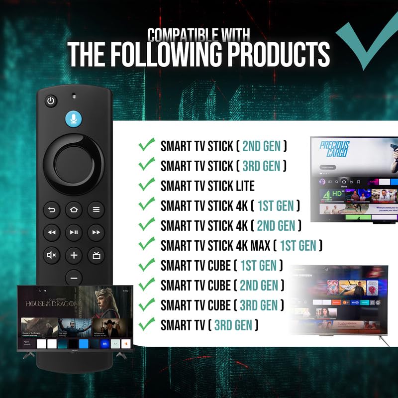 Image of Voice Remote Replacement Control Compatible with All FireSeries, for Stick 4K Max /4K (1st /2nd Gen) & All Fire-TCL TVs Cube, TVs Stick (2nd /3rd Gen) /Lite /QLED, and Insignia Pioneer HD Omni Series