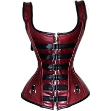 Genuine Real Sheep Leather & Stainless Steel Spiral Bones Over Bust Corset