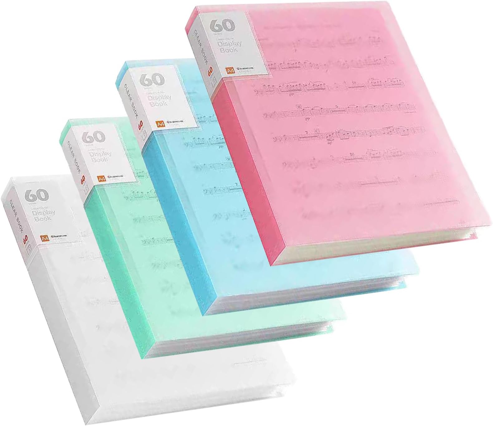 A4 Presentation Organizer Display Book File Folder with 60 Pages Plastic Sleeves 4 Colours Presentation Document Folder Portfolio Folder A4 Display Folders for Offices