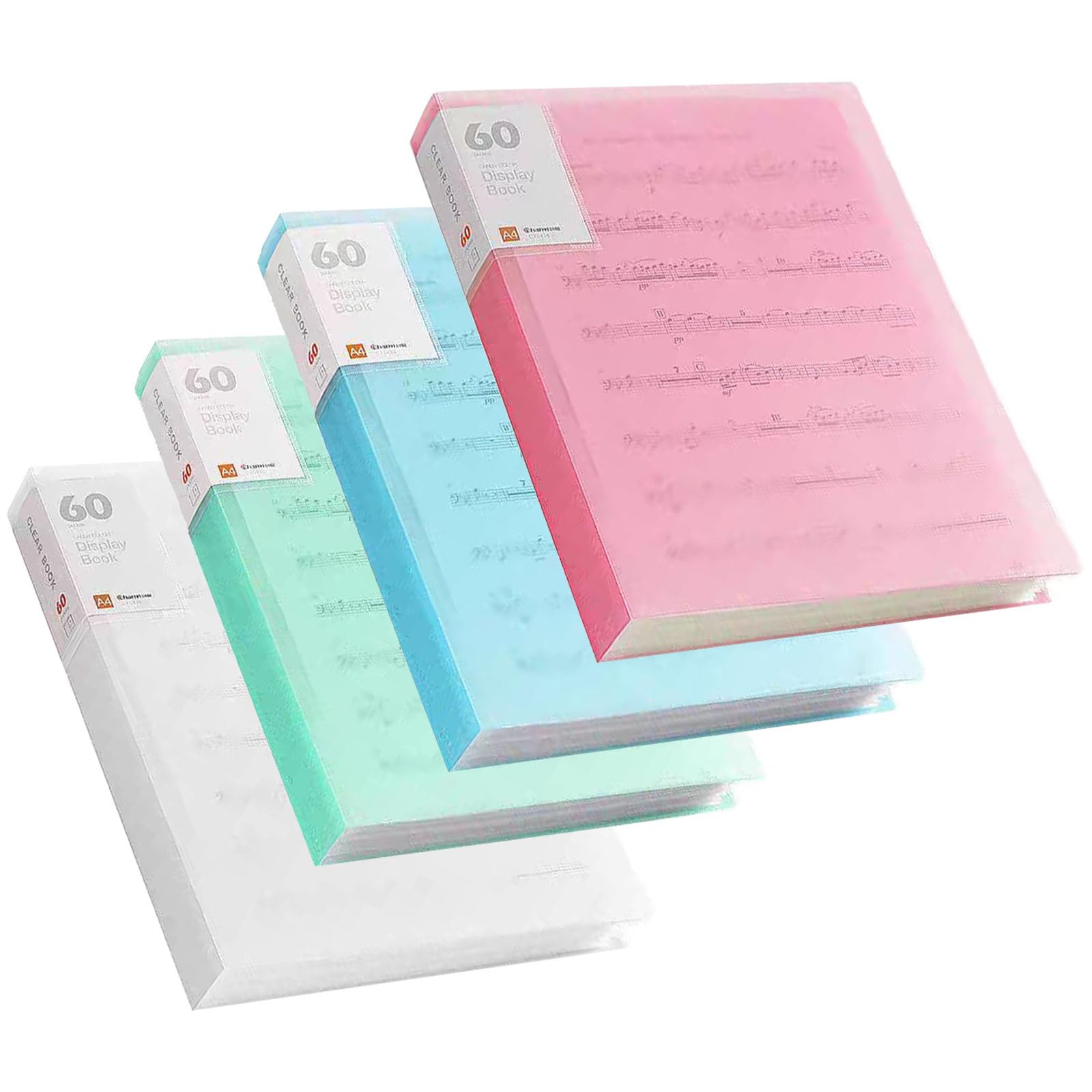 A4 Presentation Organizer Display Book File Folder with 60 Pages Plastic Sleeves 4 Colours Presentation Document Folder Portfolio Folder A4 Display Folders for Offices
