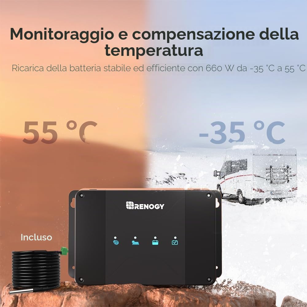 Renogy Caricabatterie da 30 A, DCDC con MPPT, regolatore di carica solare, 12 V, indipendente dalla rete, per batteria di avviamento e batteria di alimentazione, camper, roulotte