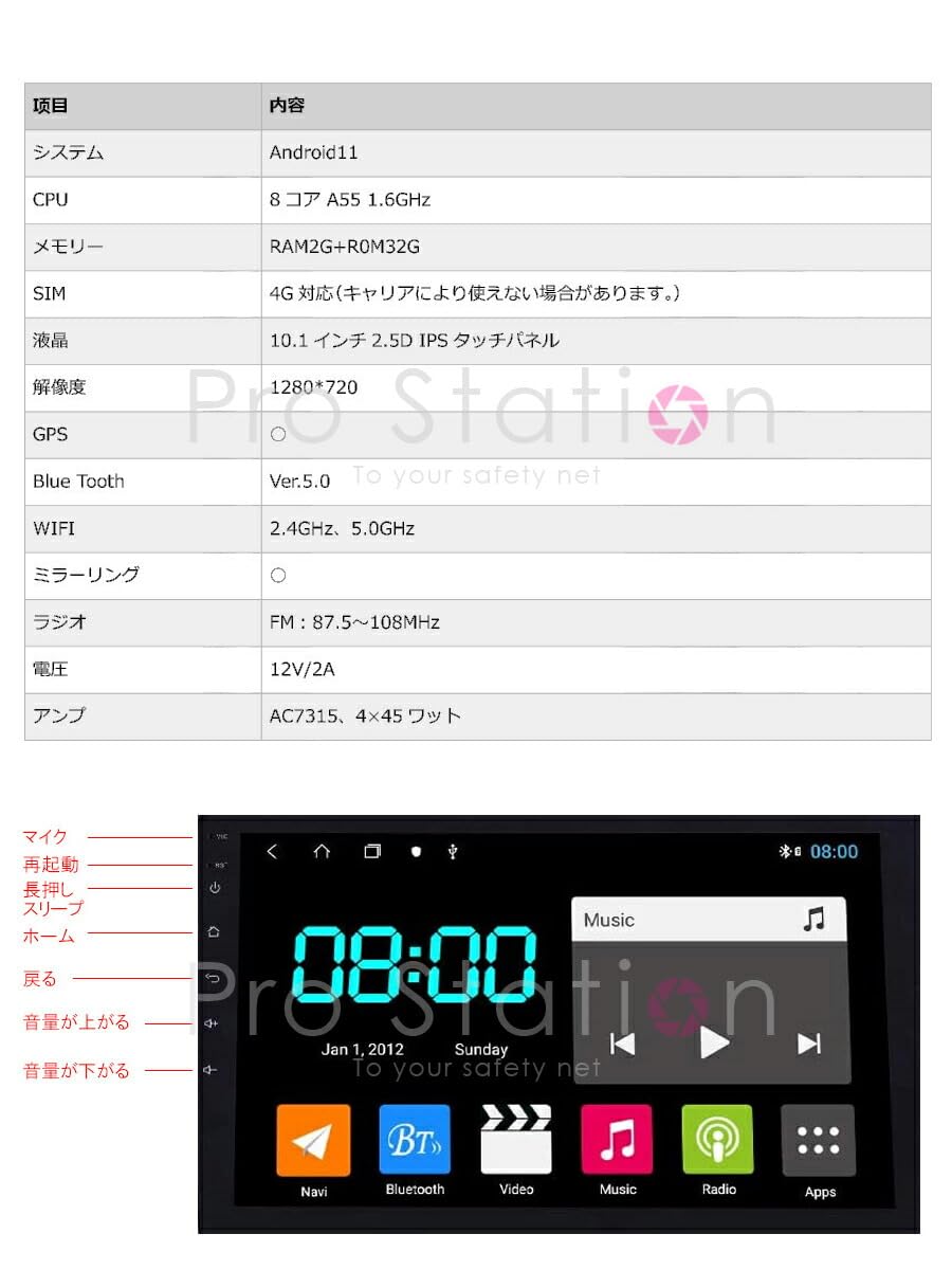 Amazon.co.jp: .A 10.1インチ Android11 2.5D IPSタッチパネル 1280 