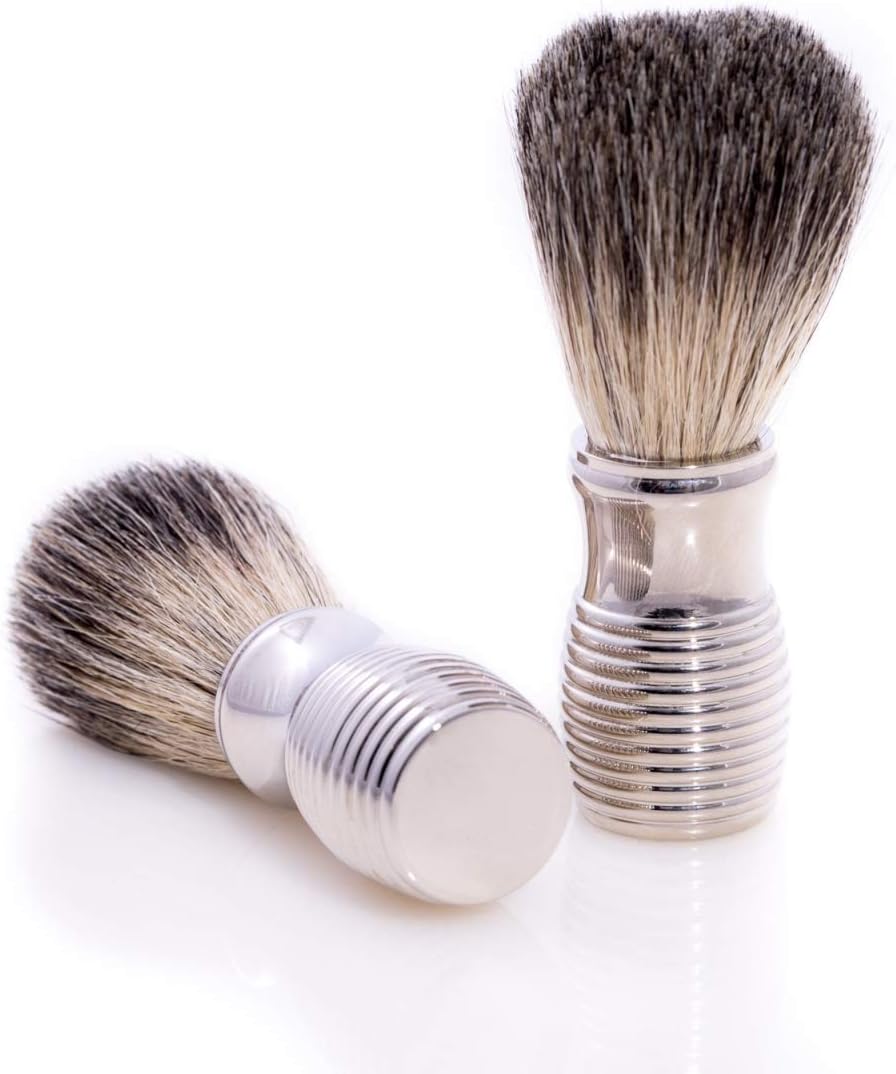 Bey-Berk BB50 Pure Badger Shaving Brush with Chrome Handle, Grey