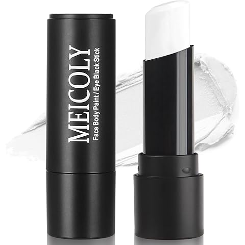 MEICOLY White Face Body Paint Stick for Halloween SFX Cosplay Corpse Clown Makeup,White Face Paint for Adults and Kids,Waterproof Eye Black Stick for Baseball Softball Football Lacrosse