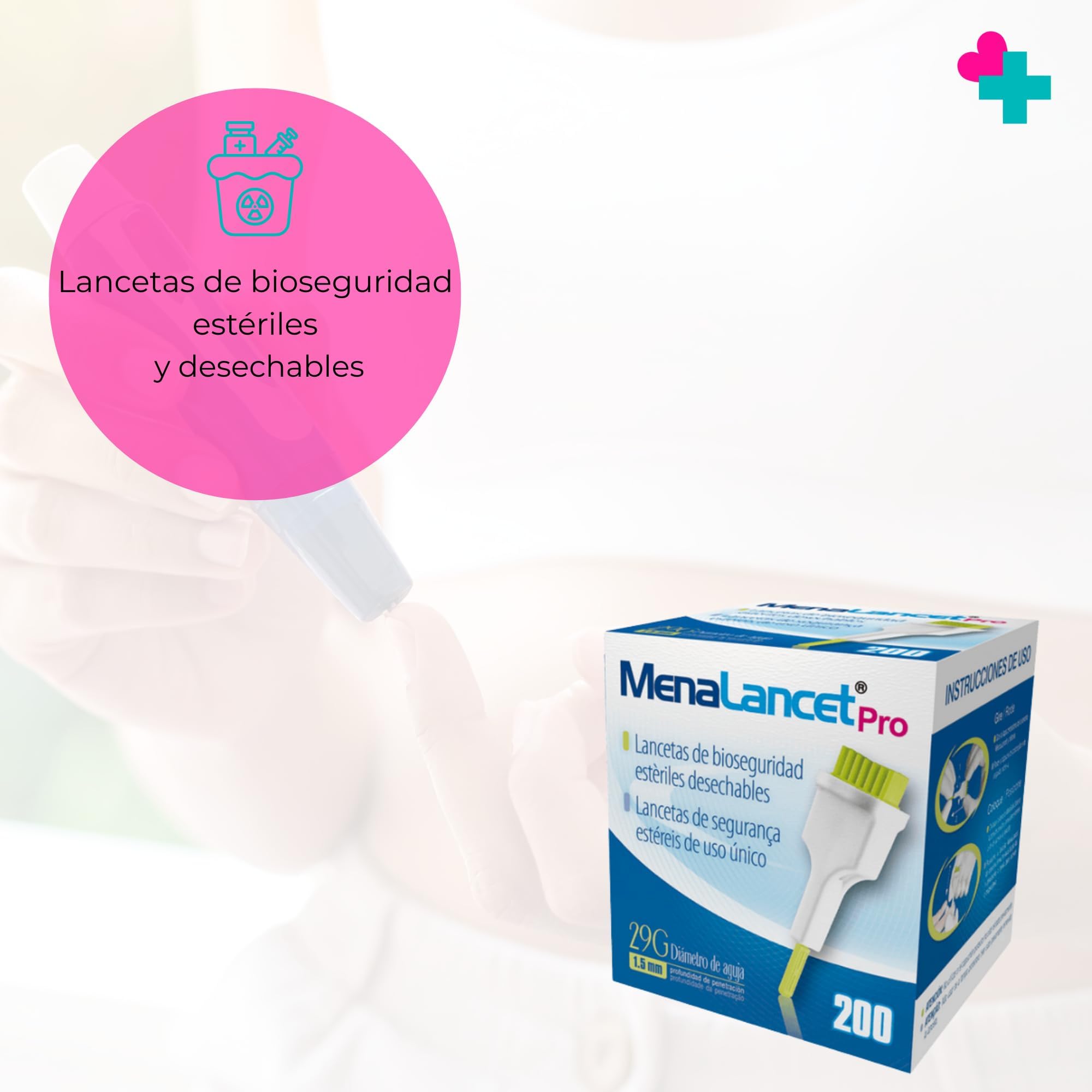 200 Unidades Lancetas Estériles Desechables 29G, Lancetas para Glucosa y Diabetes Estériles