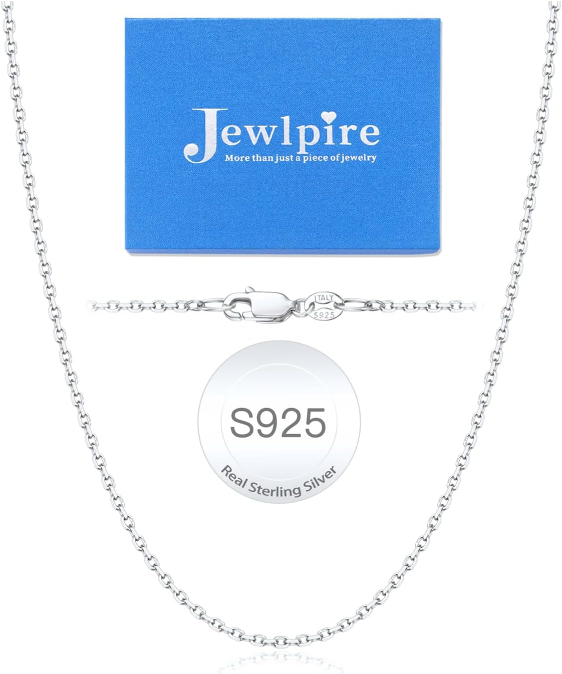 Jewlpire 14K Plated Gold 925 Sterling Silver Chain Necklace for Women, 1.1mm 1.3mm Cable Chain Necklace Comfortable Women's Chain Necklaces 14 16 18 20 22 24 26 Inch