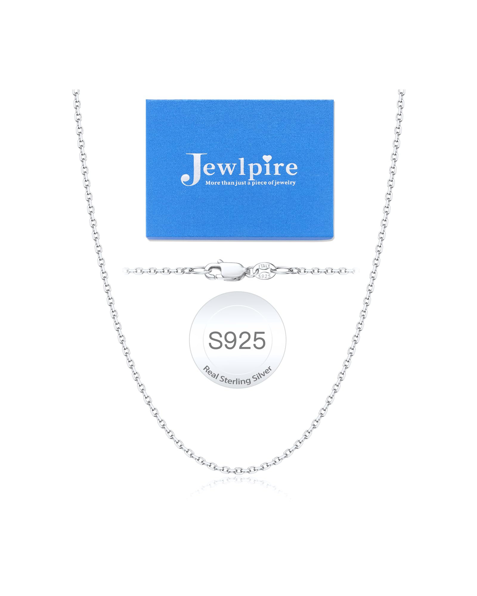 Jewlpire 14K Plated Gold 925 Sterling Silver Chain Necklace for Women, 1.1mm 1.3mm Cable Chain Necklace Comfortable Women's Chain Necklaces 14 16 18