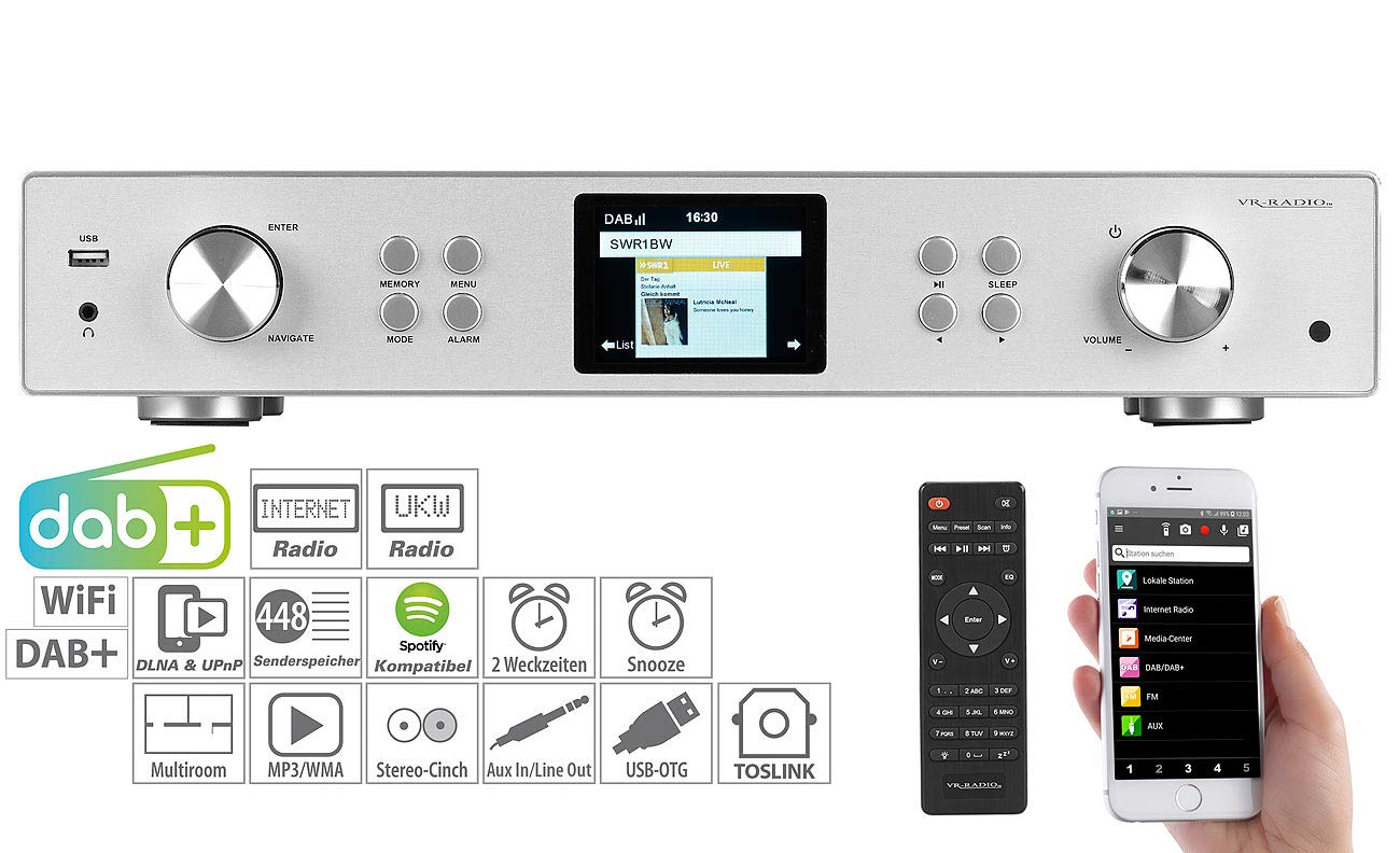 Tuner Hi-Fi connecté DAB+/FM/web radio avec fonction streaming et lecteur MP3 [VR-Radio]