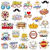 Atsmbiye Bingo Photo Booth Props Decorations-Bingo Game Night Party Themed Champion Birthday Carnival Events Favors Supplies Birthday Photography Backdrop Decorations（25PCS）