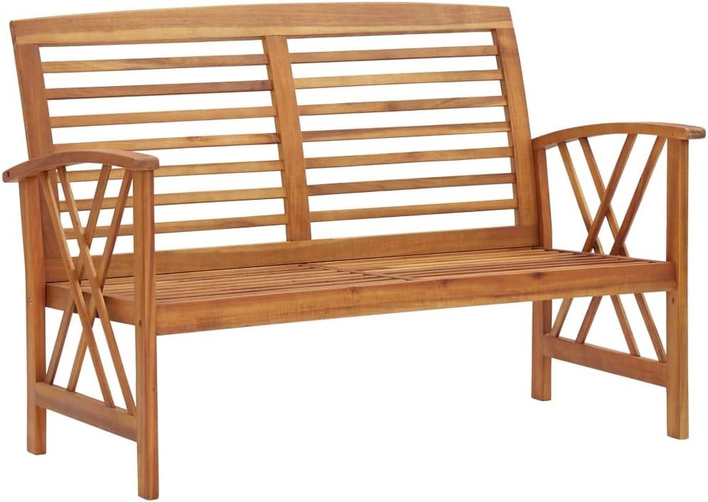 Patio Bench Durable Garden Bench Rectangular Traditional,Solid Acacia Wood Comfortable & Durable Outdoor Bench for Garden and Terrace Patio Furniture