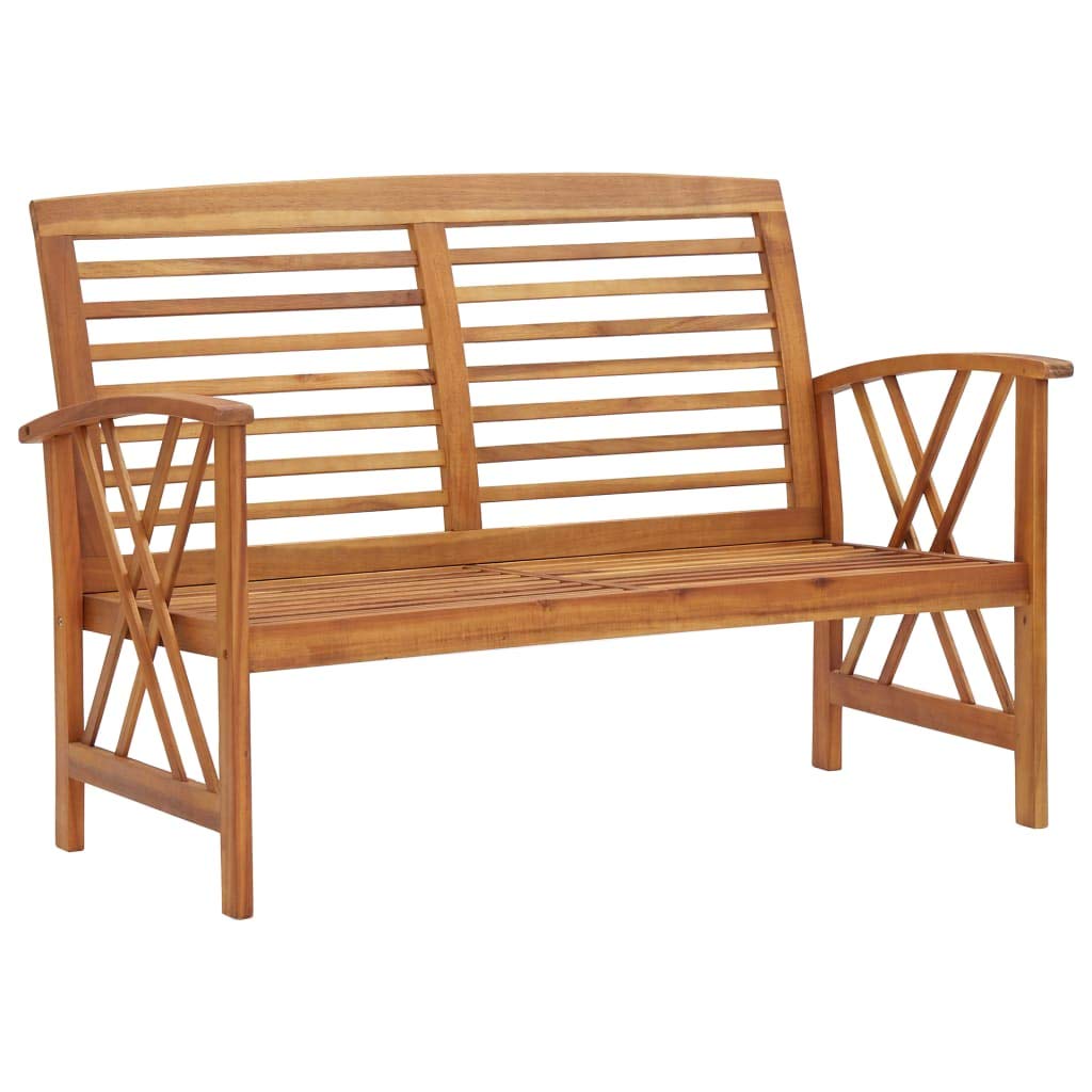Juego de Muebles de jardín Madera Maciza de Acacia 3 Piezas, 2 Bancos y Mesa Centro, Mueble Exterior para terraza Patio balcón con diseño Resistente y almacenaje Ideal para Ocio y reunión al