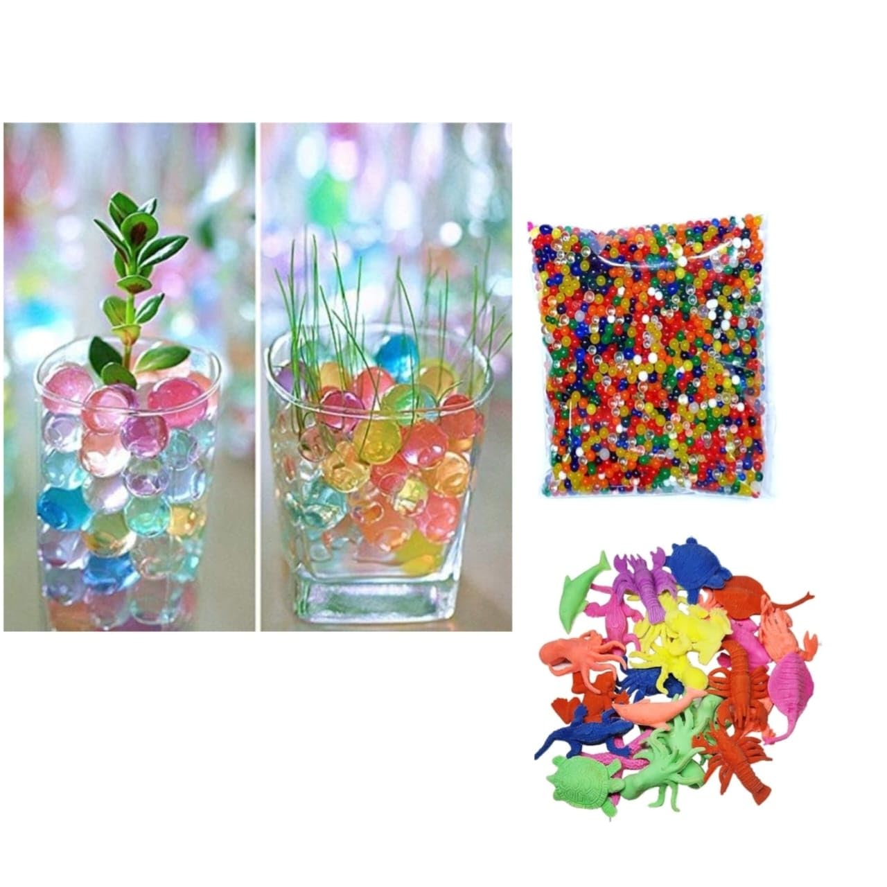TOYSFAST Combo (2000 Pcs Water Growing Balls + 20 Pcs Water Growing Animals) Water Ball for Home Decor, Vases Fillers, Toys Games Decoration -Transparent(A205)-image-23