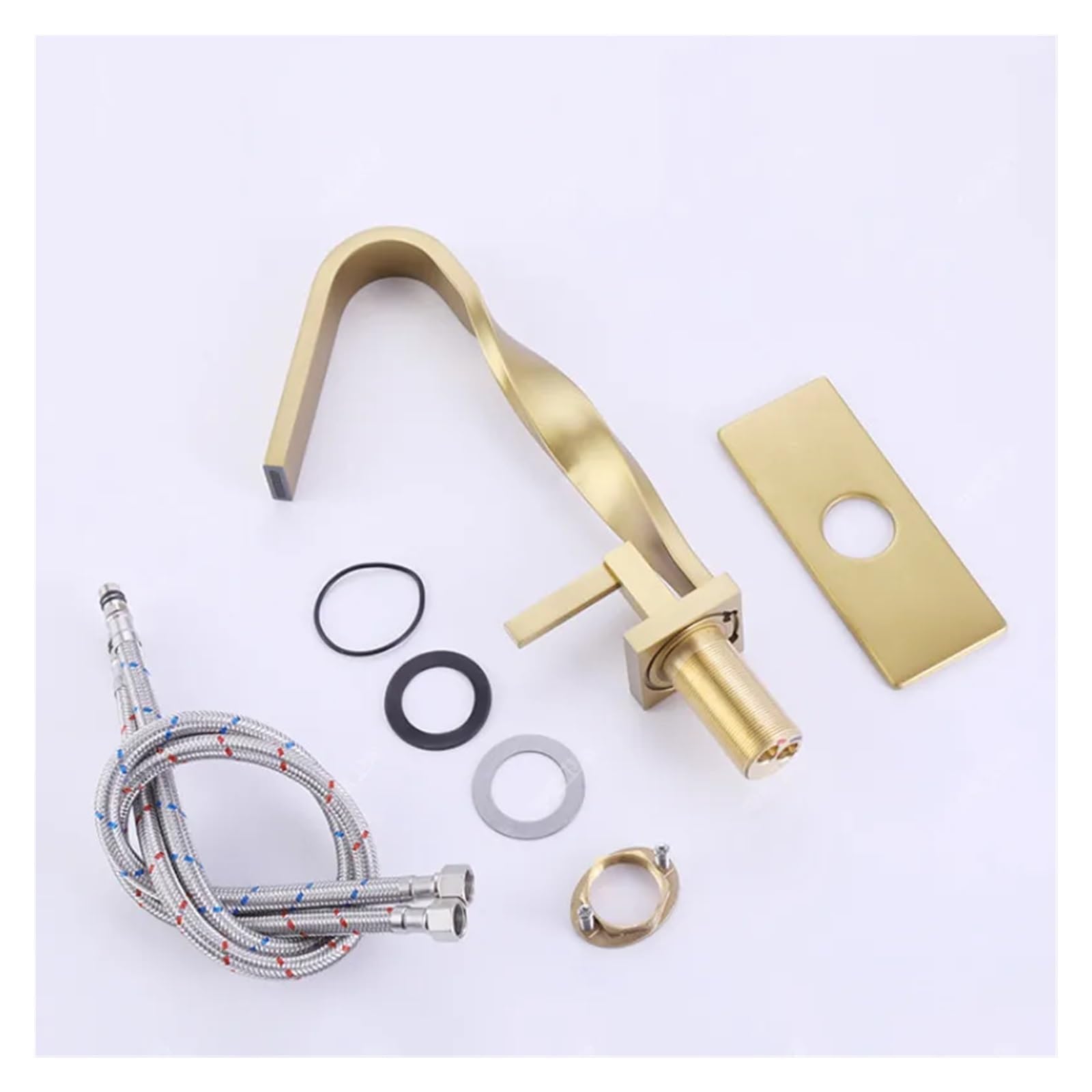 Rubinetto for lavabo da bagno in oro spazzolato, maniglia singola, miscelatore monoforo, rubinetto for lavabo con rubinetto caldo e freddo montato su piano (Size : Chrome)