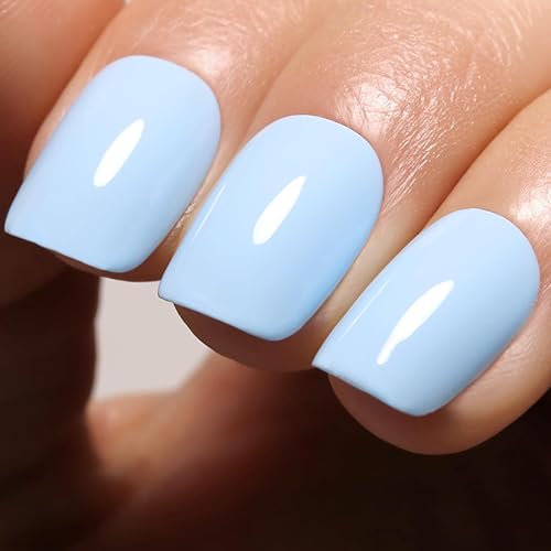 Ozzeal Esmalte de uñas de gel de 0.5 onzas líquidas, color azul claro bebé, para primavera y verano, esmalte de uñas de gel semipermanente con LED
