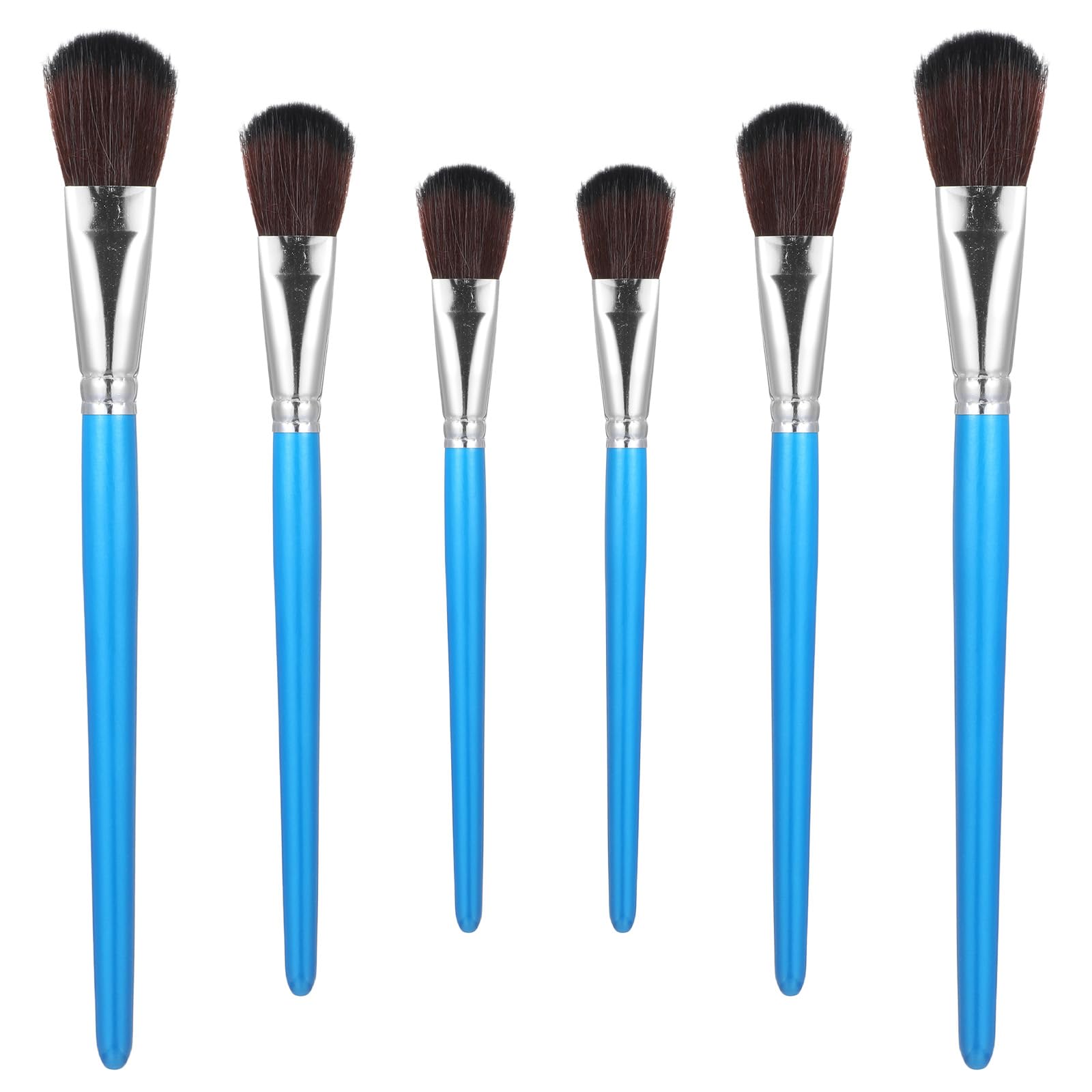 6 PCS Mop Brush for Acrylic Painting, 1 Inch Oval Blending Brushes with Short Wooden Handle, Artist Paint Brushes for Acrylic Watercolor Oil Painting Gouache Face Body Art