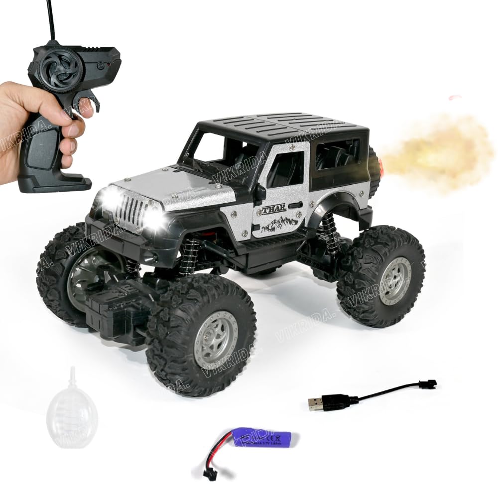 VikriDA Remote Control Car for Kids with Mist Smoke Effect 2 Wd Monster Truck Rock Crawler Climbing Rc Toy Vehicle Car for Boys and Girls- Black (B0D265MBWZ) Amazon Price History, Amazon Price Tracker