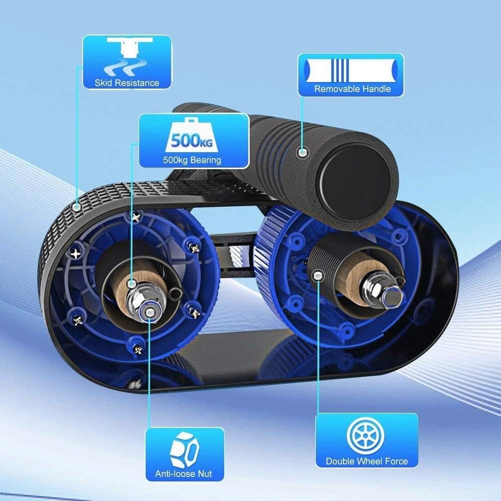 Abdominal Muscle Wheel, Core Abdominal Muscle Workout Fitness Equipment with Knee Pad Mat, with Automatic Rebound Assistance And Resistance Springs