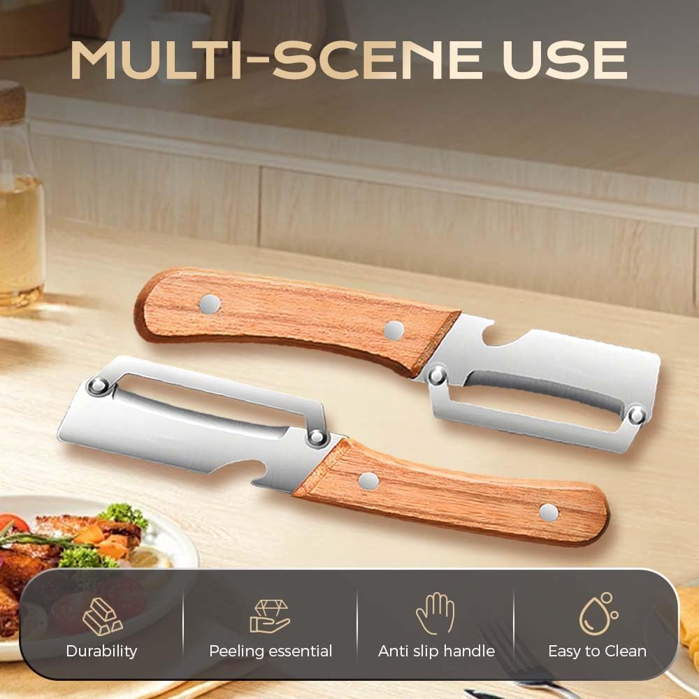 Pelador Verduras Multifunción, 2 en 1 para Cocina Hoja Acero Inoxidable Ultraafilada Pelador Profesional, Pelar Patatas, Zanahorias Abrir Botellas Vino Sin Esfuerzo (1 PCS) — view 7