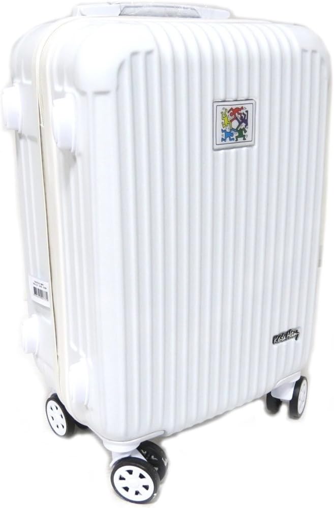 Trolley suitcase cabin abs 'Keith Haring'white - 51x38.5x23.5 cm (20.08''x15.16''x9.25'').