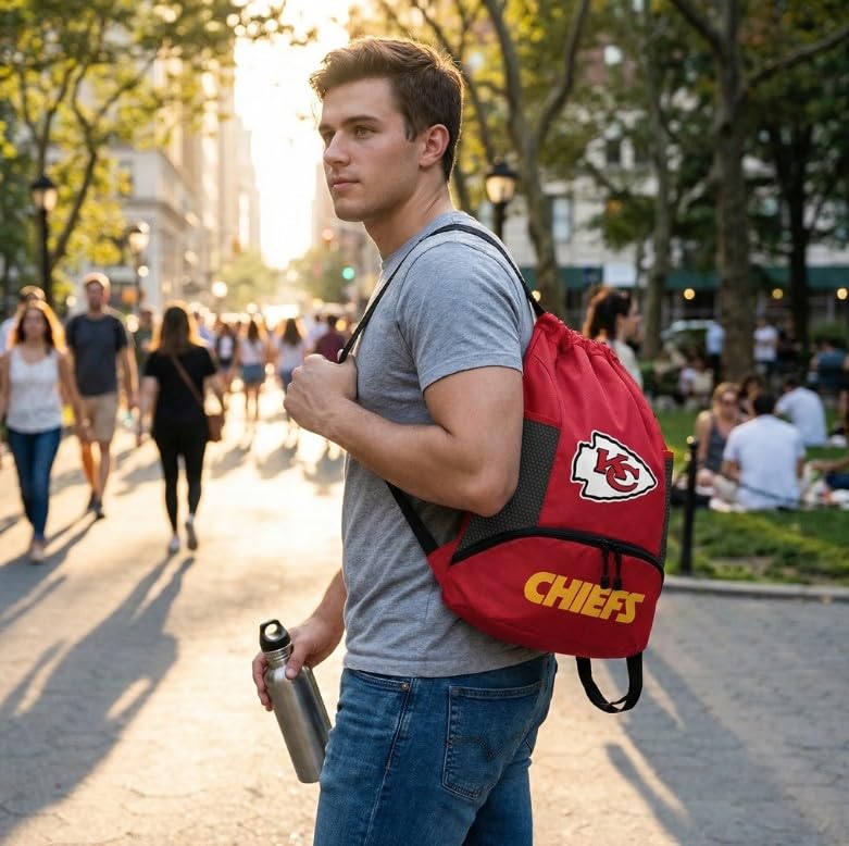 Image of NFL Kansas City Chiefs Cinch Bag - Standard Logo Drawstring Backpack