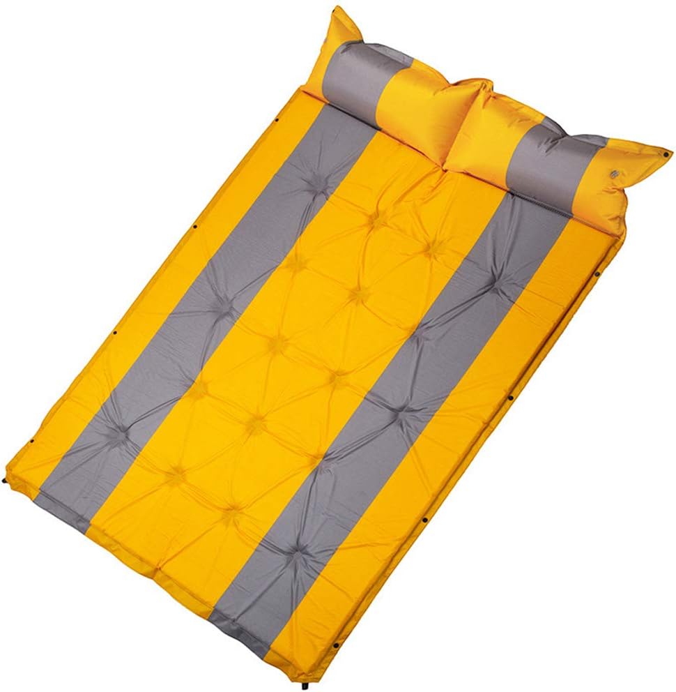Sidewall Self-Inflating Sponge Camping Sleeping Mat Mattress Portable Sleeping Mat Memory Foam Camping Mattress Waterproof Lightweight 3cm Thick Can Provide Good Support (Yellow+Grey 195 * 200CM)