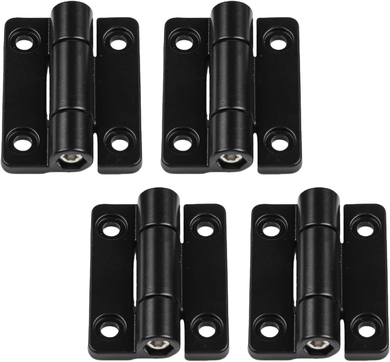Adjustable Torque Damping Hinge, Zinc Alloy Stop Cabinet Hinge with 360 Degree Positioning Shaft for Furniture and Industrial Equipment Door, Hex Key Adjustable, Silver or Black, 4 Pack(Black)