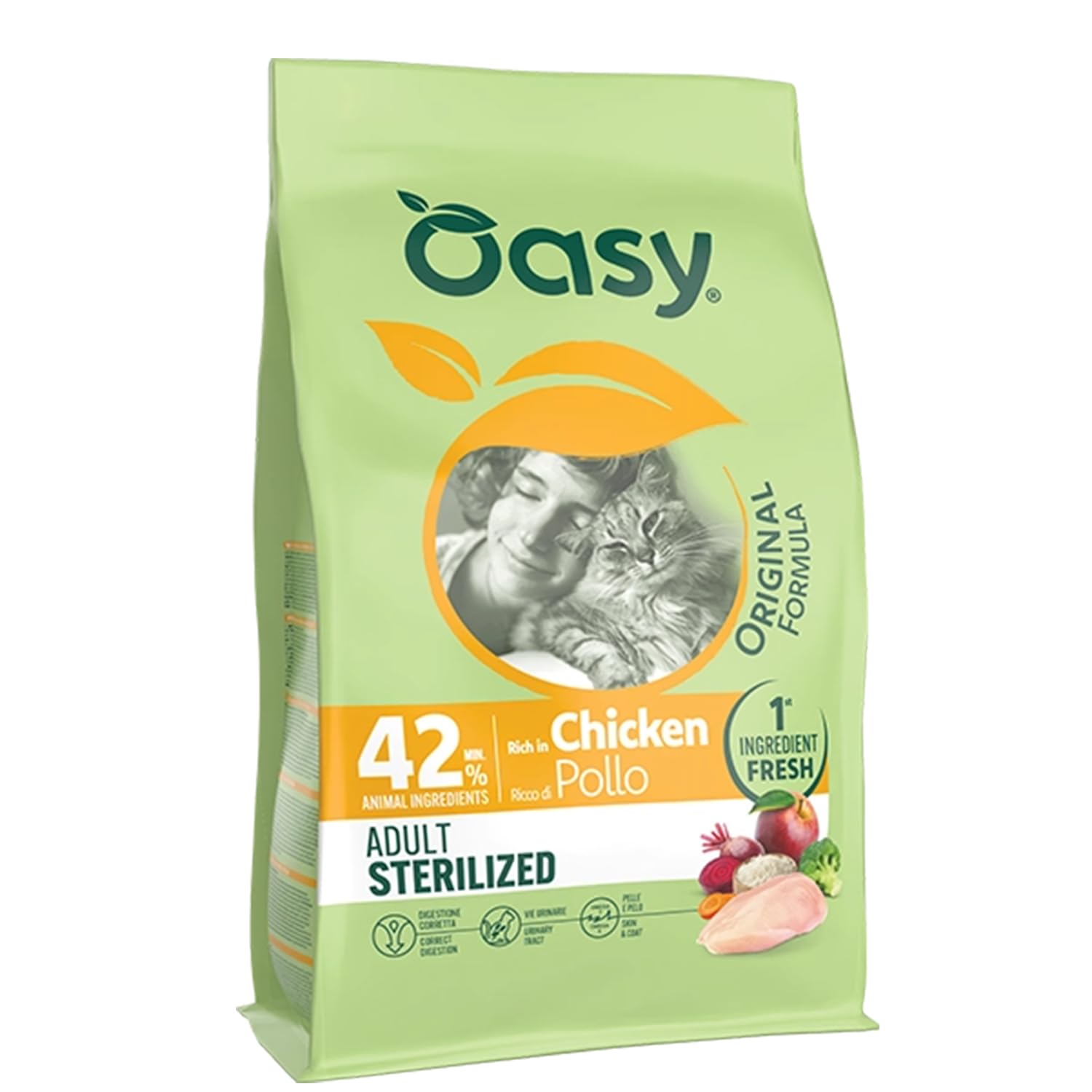 Oasy Cat Original Adult Sterilized | Pollo | Cibo Secco per Gatti Sterilizzati | Sacco da 6 Kg