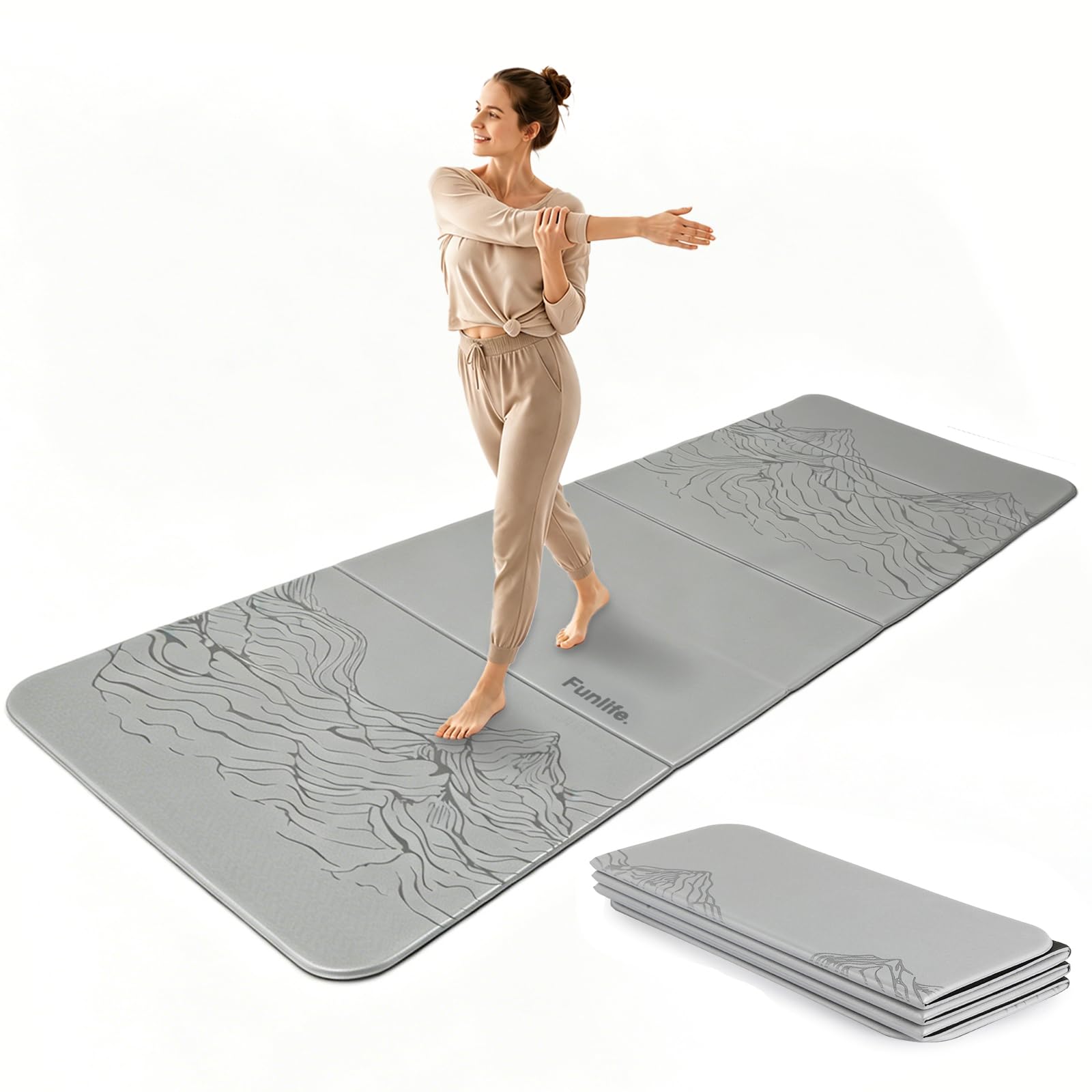 FunLife Yogamatte XXL 190x66cm – 10mm Extra Dick & Faltbar, Rutschfeste Fitnessmatte für Yoga, Pilates & Gymnastik, Ideal für Indoor & Outdoor
