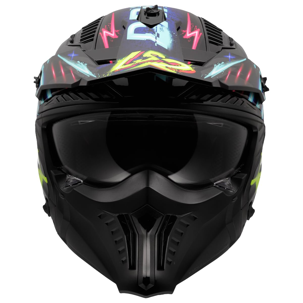 LS2, Casco Moto Jet Modular DRIFTER RAYZ Gloss Black Blue, M | Visera resistente a los rayos UV, antiarañazos y retráctil