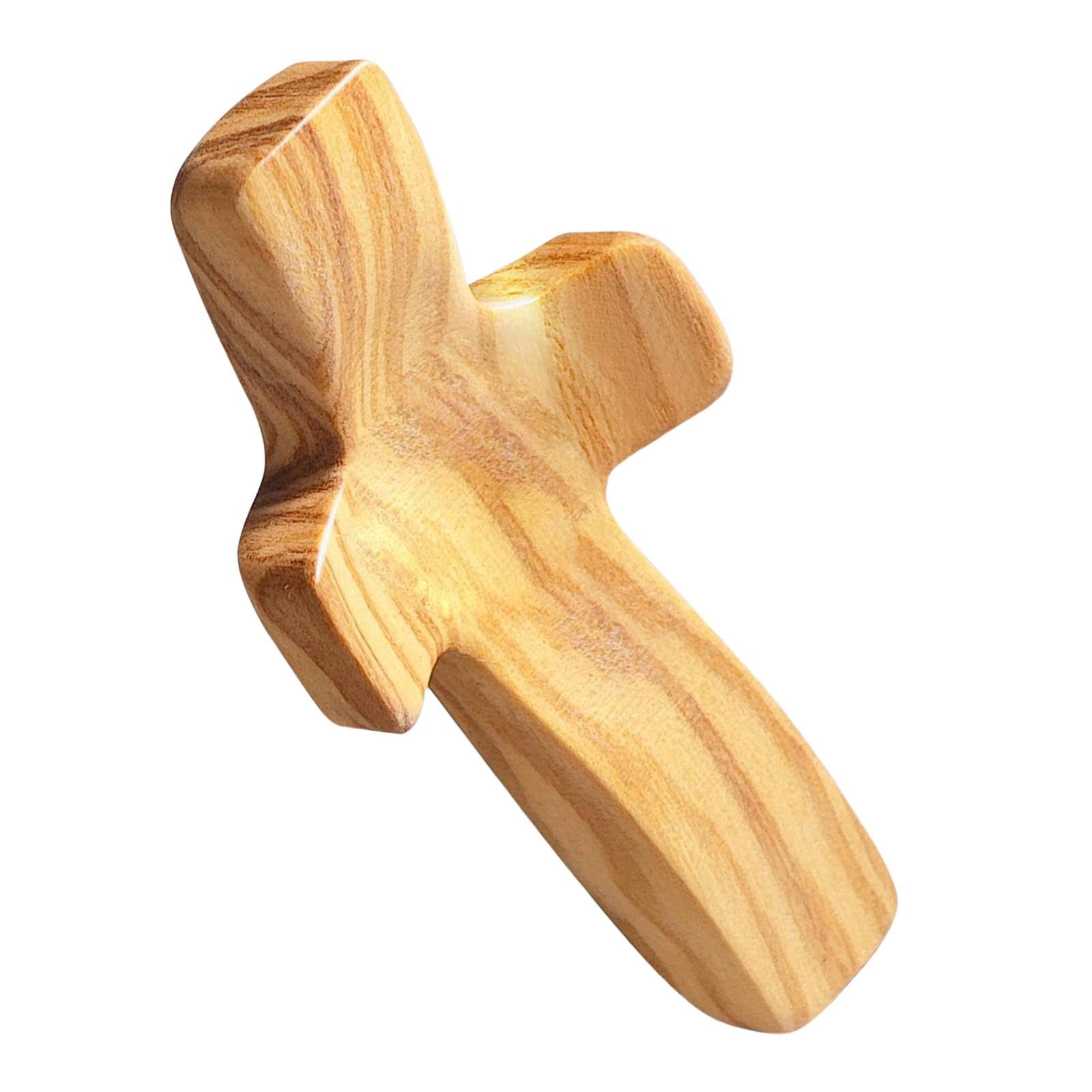 Niesel Wooden Cros_s Palm Cros_ses Olive, Wood Hand Held Cros_s, Portable Prayer Decoration Wood Holding Cros_s, Catholicism Cros_s Crafts Wood Cros_ses, Holding Pocket Handheld Wooden Cros_s