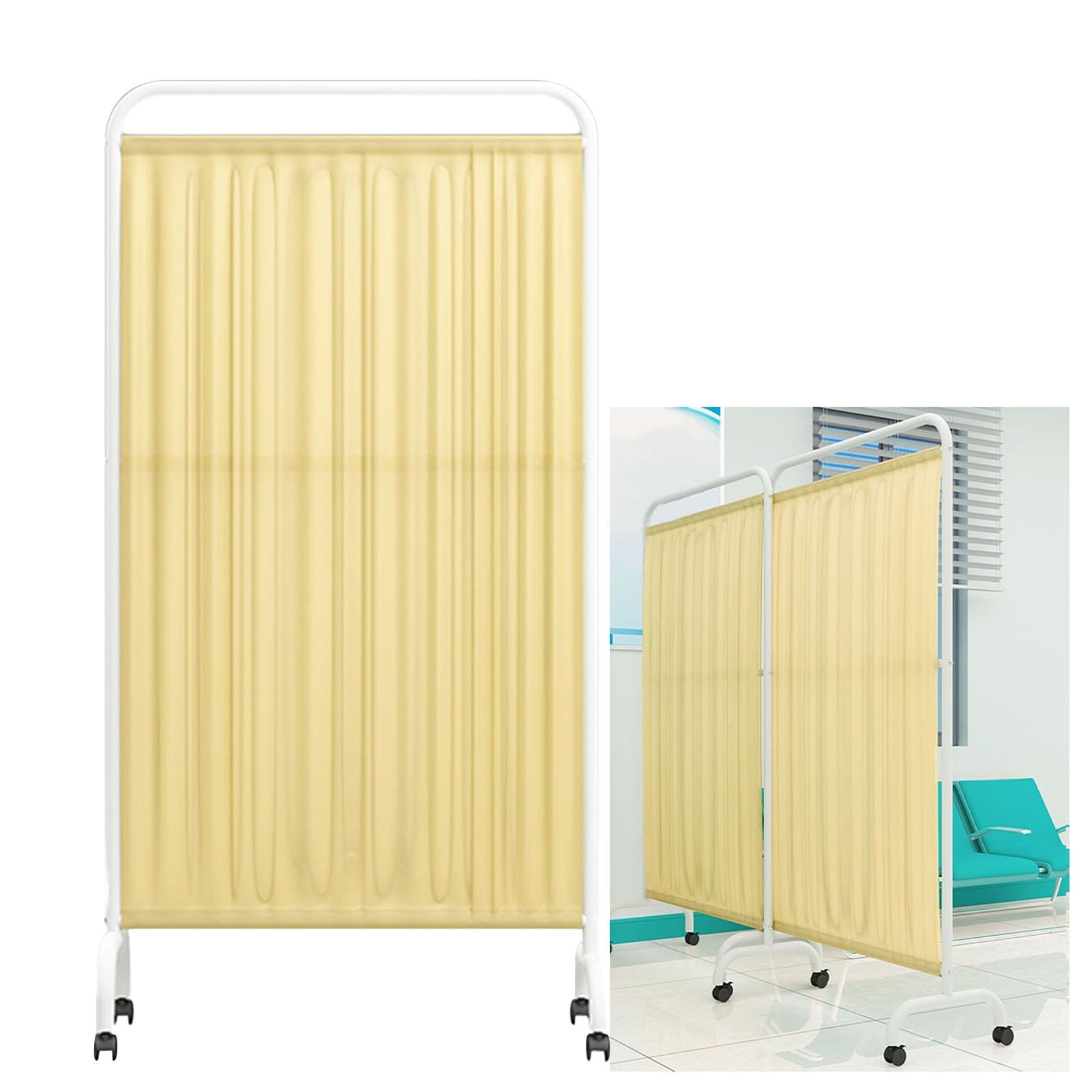 Cloison mobile jaune de 3 panneaux pliables avec roulettes