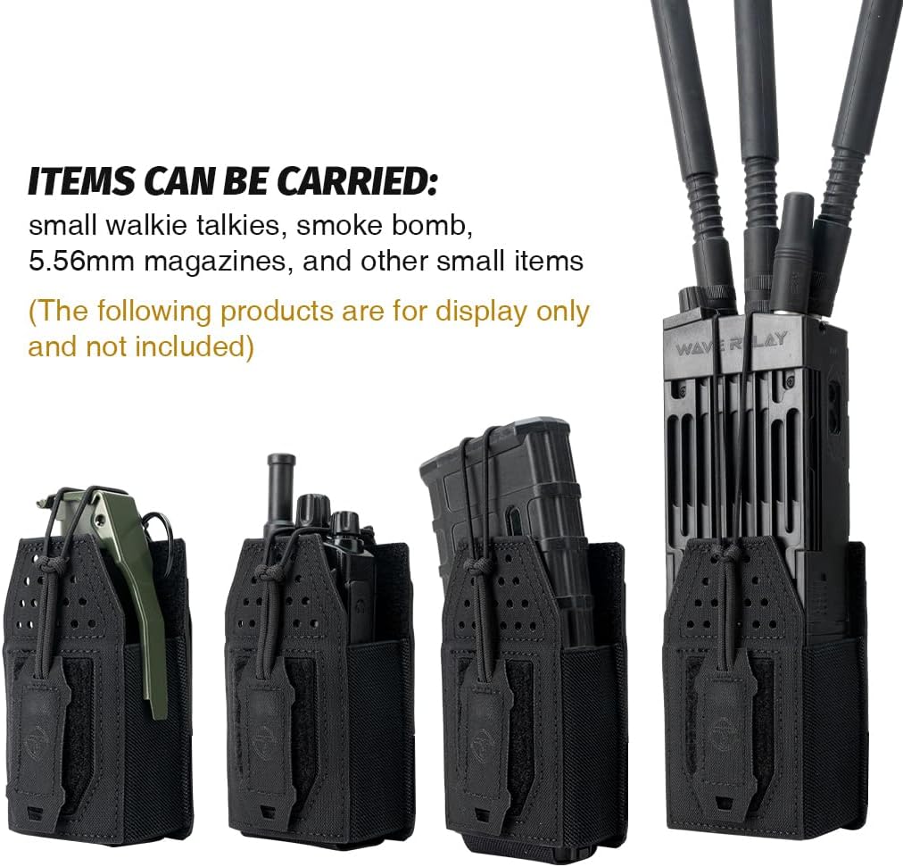 Tactical Molle Radio Pouch Radio Holster Universal Radio Holder For Walkie Talkie Motorola BaoFeng UV-5R BF-F8HP Adjustable Storage Rifle Magazine Pouch(Black)