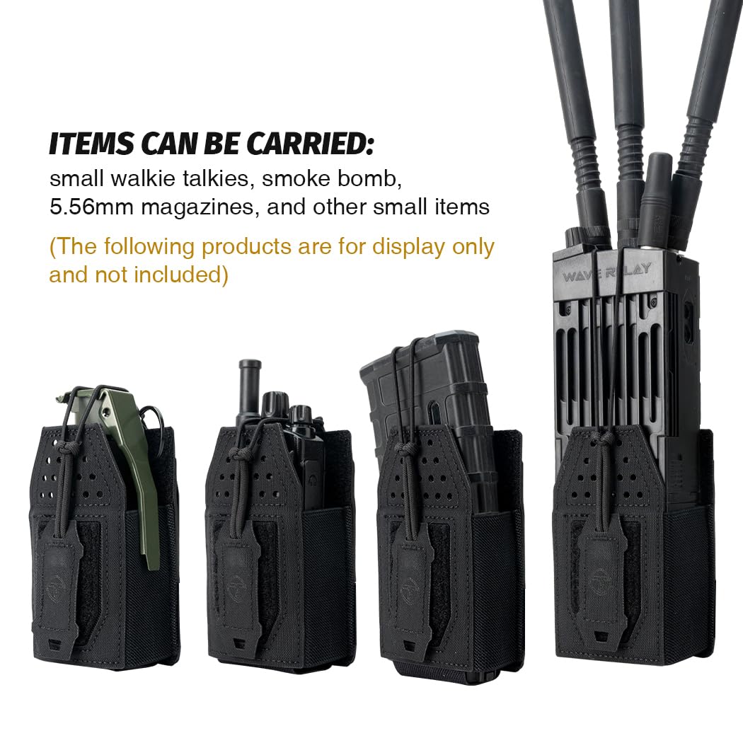 TOPTACPRO Étui Radio Tactique Pochette Radio Molle Universelle pour Talkie-Walkie BaoFeng UV-5R BF-F8HP Pochette de Rangement Réglable pour Chargeur (Black) - 4