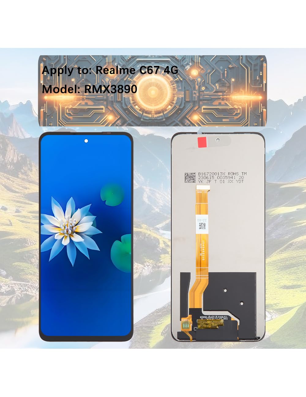 H&LYCYJ Display Schermo per Realme C67 4G RMX3890 Schermo LCD di ricambio Assembly con kit