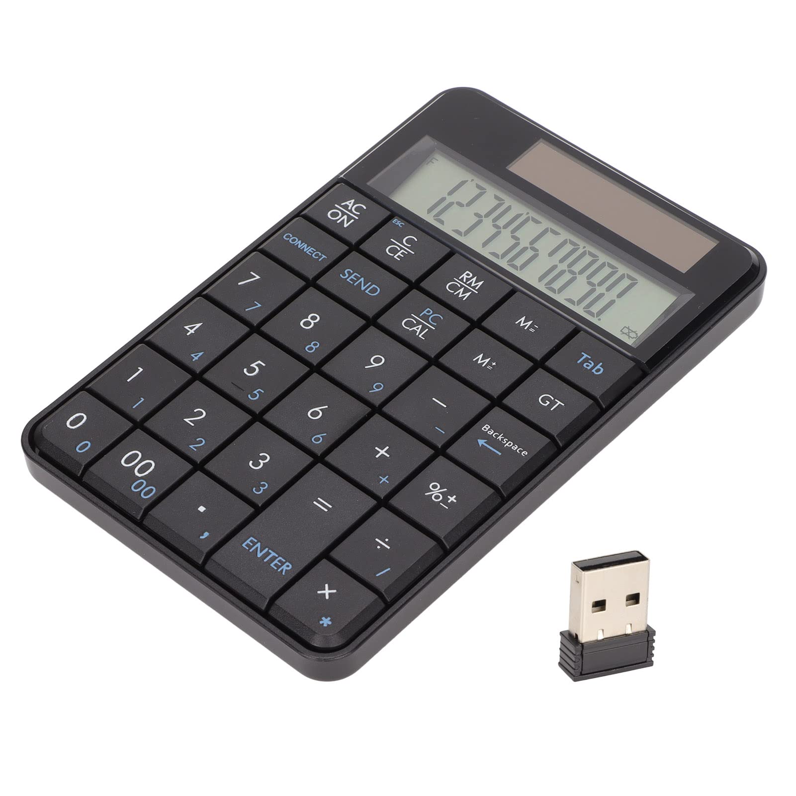 2 en 1 Teclado Numérico Inalámbrico Calculadora Numpad, 29 Teclas 2.4G, Contabilidad Financiera con Receptor USB para Computadora Portátil / Computadora
