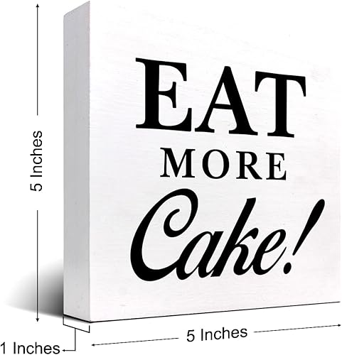 Miniatura 2 de Cartel de madera con texto en inglés "Eat More Cake - Decoración de escritorio, divertido panadero de comida chatarra, pastelería, dulces, caja de