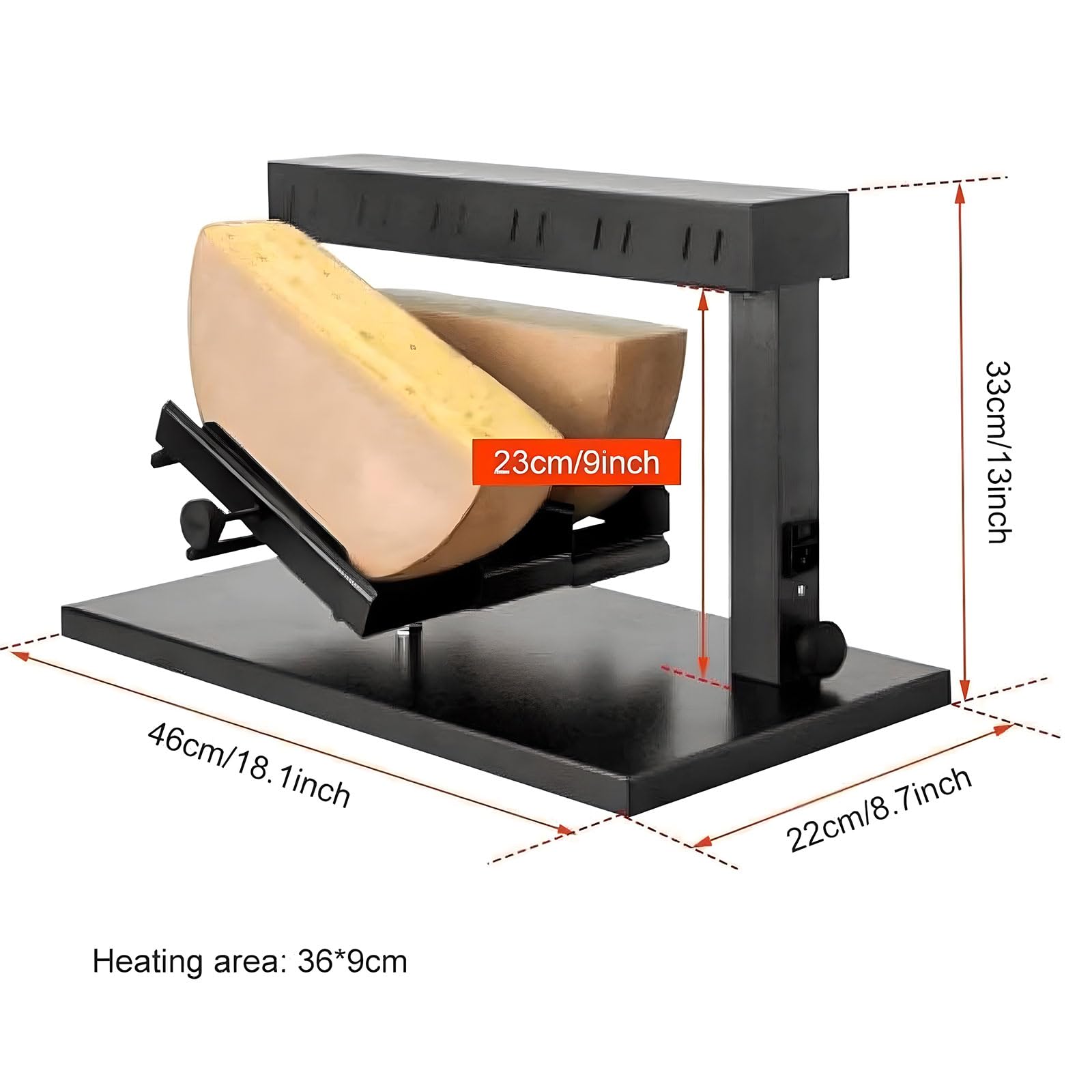 Elektryczny Grill Do Sera Raclette 750w, Komercyjna Maszyna Do Topienia Sera Z Podwójną Strefą Grzewczą I Regulowanym Kątem, Urządzenie Do Półokrągłych Serów Dla Restauracji Without small baking tray