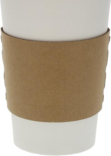 AmerCareRoyal - Fundas de café Kraft para tazas calientes, caja de 1000-80% fibra reciclada, advertencia caliente, desechable y protectora, se
