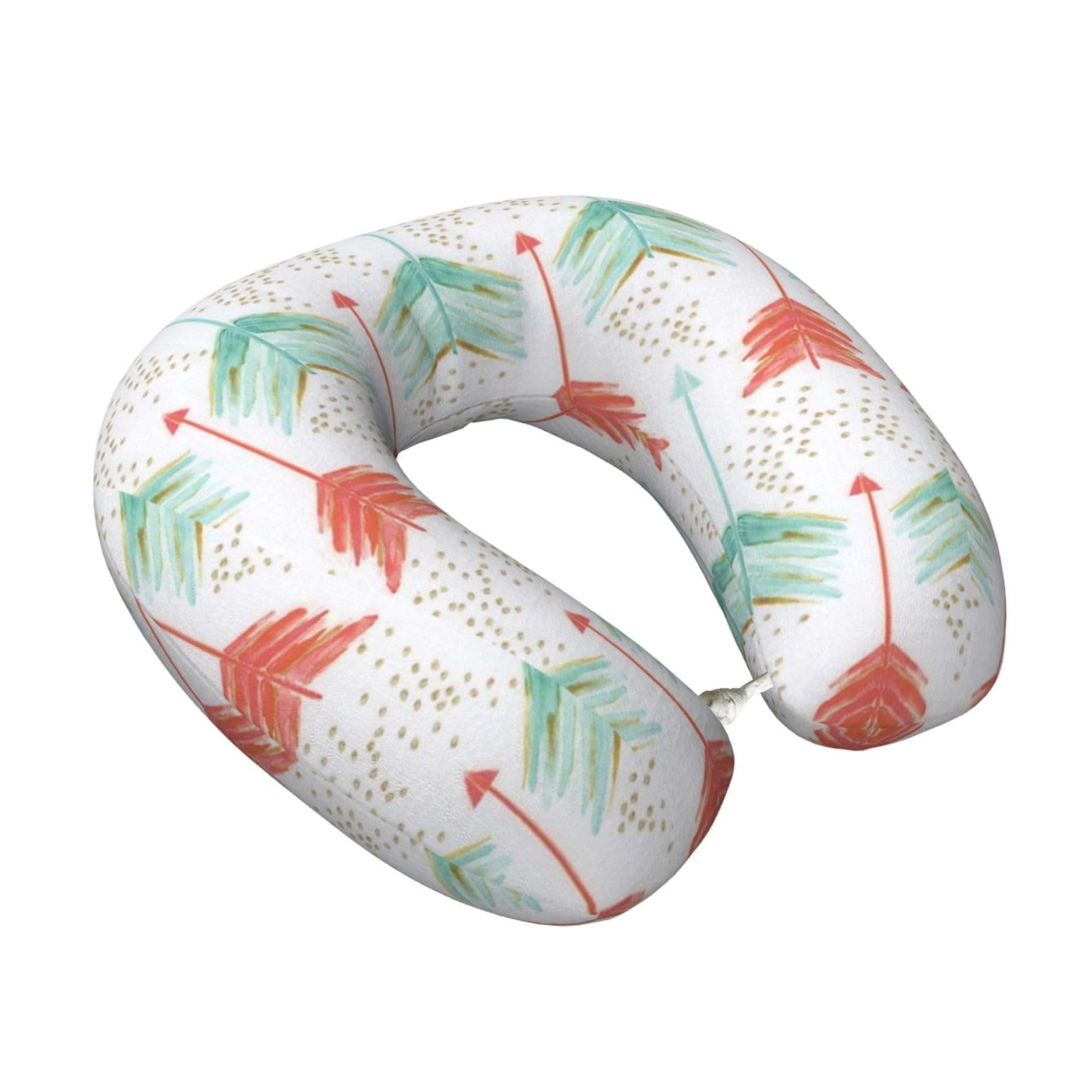 LKYMOH Coral And Teal Arrows, Travel Neck Pillow U-Shaped Memory Neck Support Soft Comfortable With Washable Cover For Airplane Car Traveling and Office