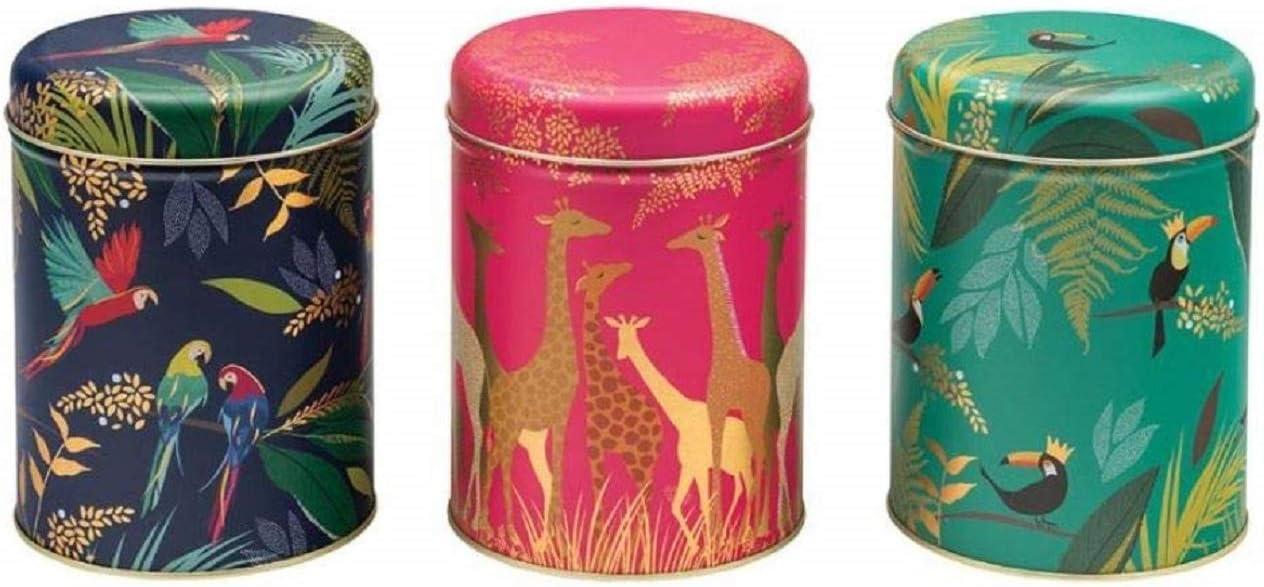 Sara Miller Set of 3 Round Storage Caddies - Parrot, Giraffe and Toucan