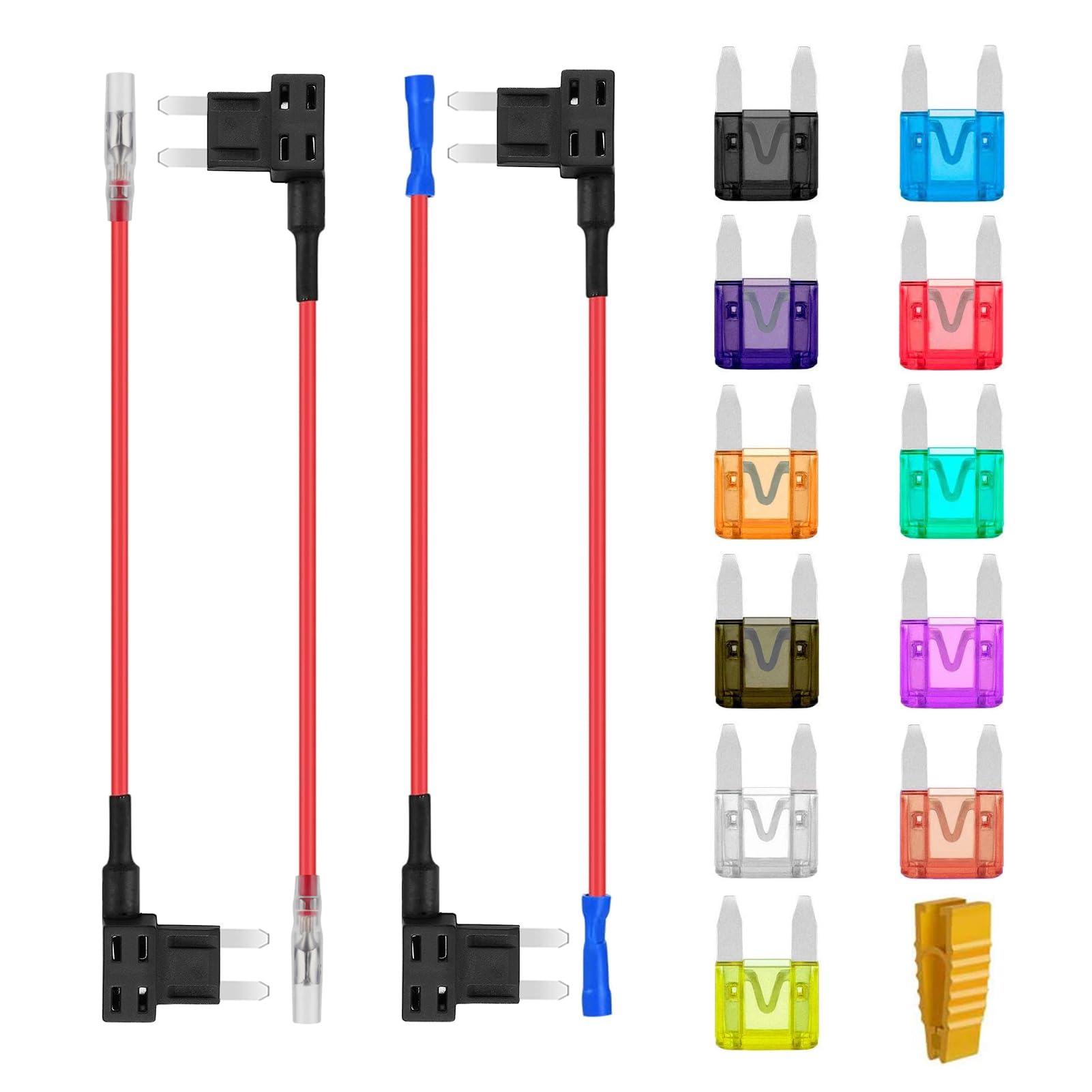AUKENIEN Mini Fuse Tap Add A Circuit Fuses Adapter Piggyback Fuses Holder with Automotive ATM APM 2A 3A 5A 7.5A 10A 15A 20A 25A 30A 35A 40A Blade Fuse for Cars Trucks Boats