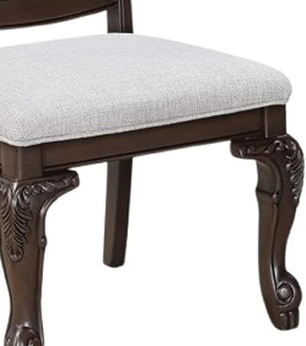 Miniatura 3 de Juego de 2 sillas de comedor para habitación, mesa de cocina y sillas de asiento, marco de madera enrollada con tapicería de lino, diseño