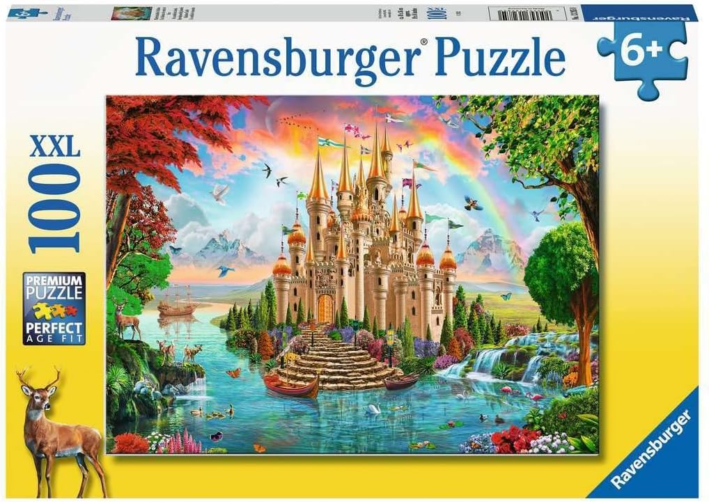 Ravensburger Rainbow Castle 100 Piece XXL Jigsaw Puzzle for Kids - 13285 - Every Piece is Unique, Pieces Fit Together Perfectly