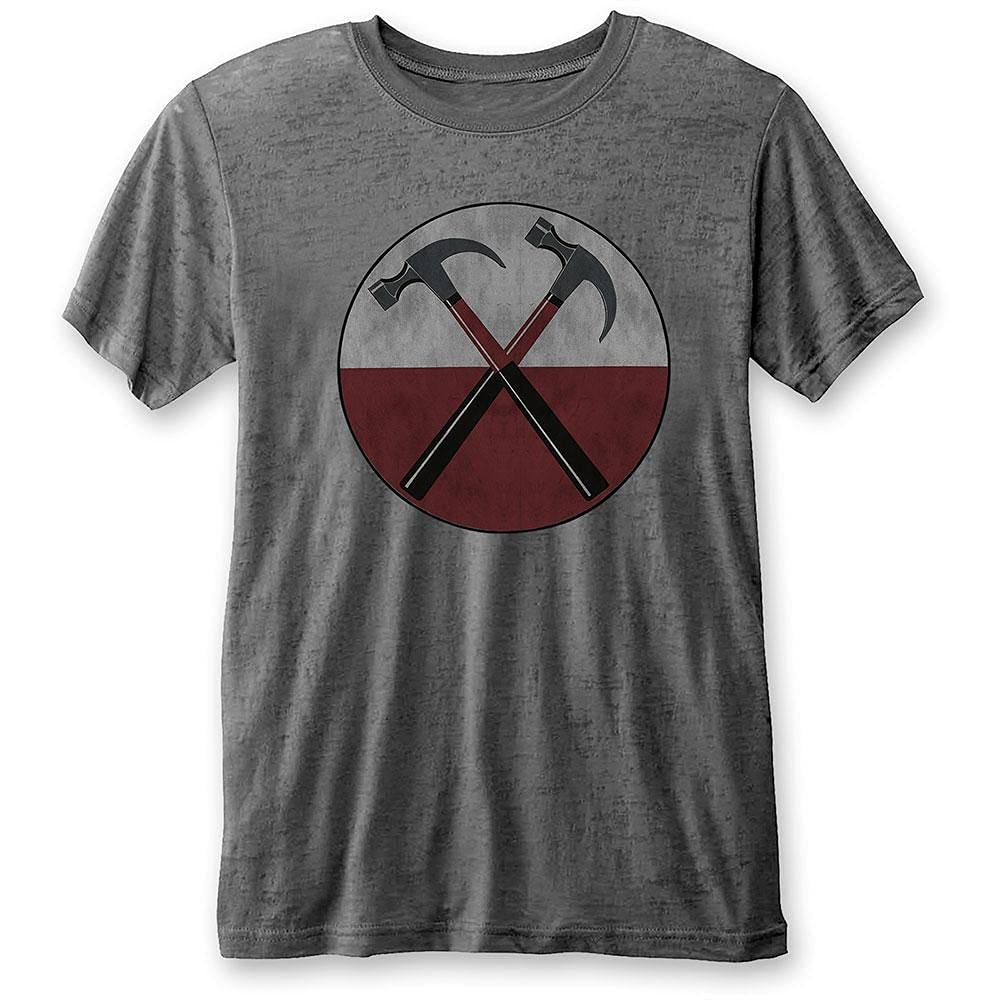 Pink Floyd Women's Charcoal Mens Tshirt -S- The Wall Hammers Grey