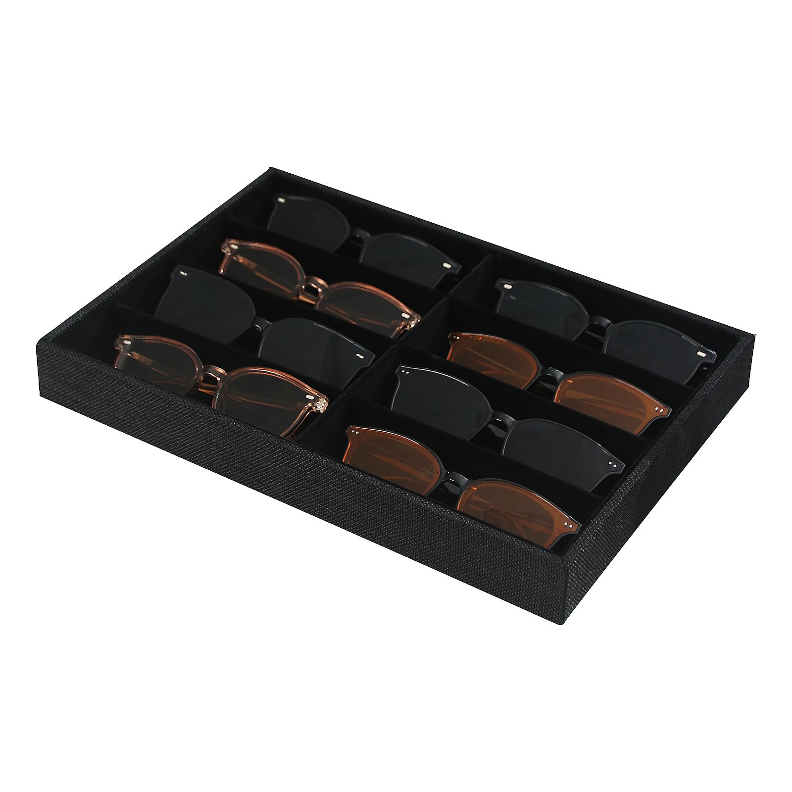 JulyskyJulysky Sunglass Organizer Tray,8 Grids Watch Holder Display Jewelry Tray for Drawer, Jewelry Display Organizer Tray Box for Men （Black