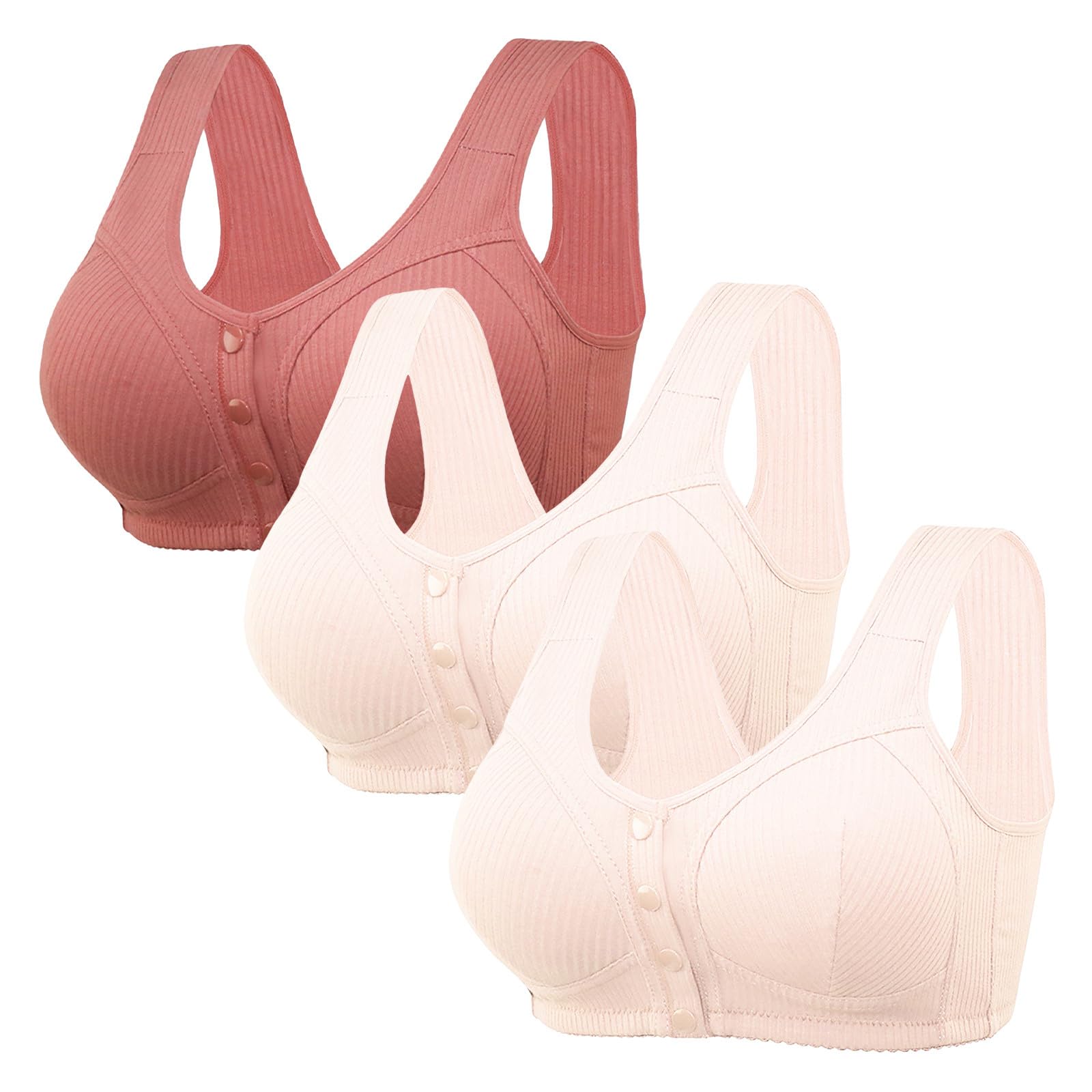 Sujetadores para mujer, sin aros, cierre frontal para mujer, con ribete festoneado, sin varillas, con hebilla, botones, ropa interior, soporte completo, sin costuras, sin costuras, lencería push up